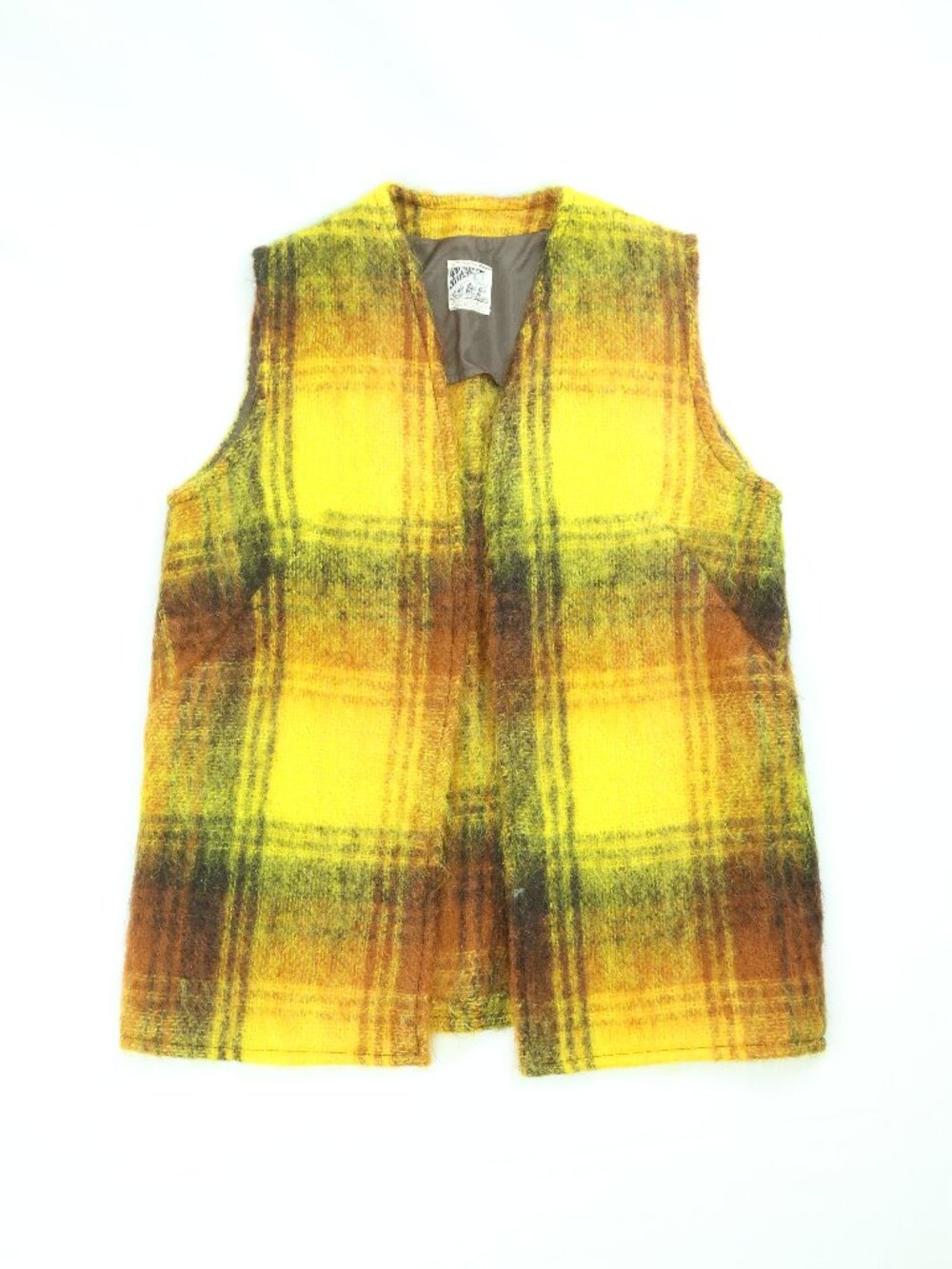 Women's Strathtay Vintage Fuzzy Mohair & Wool Plaid Vest